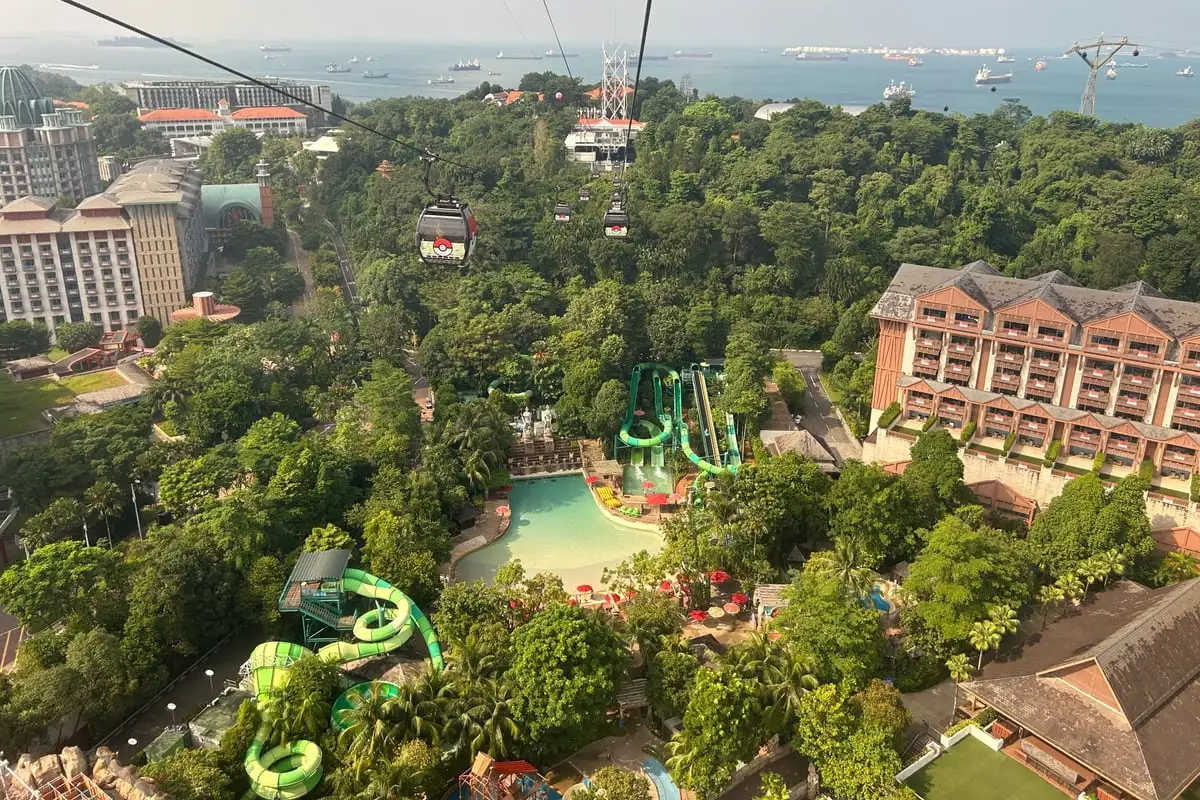 Aerial view of Adventure Cove Waterpark at Resorts World Sentosa