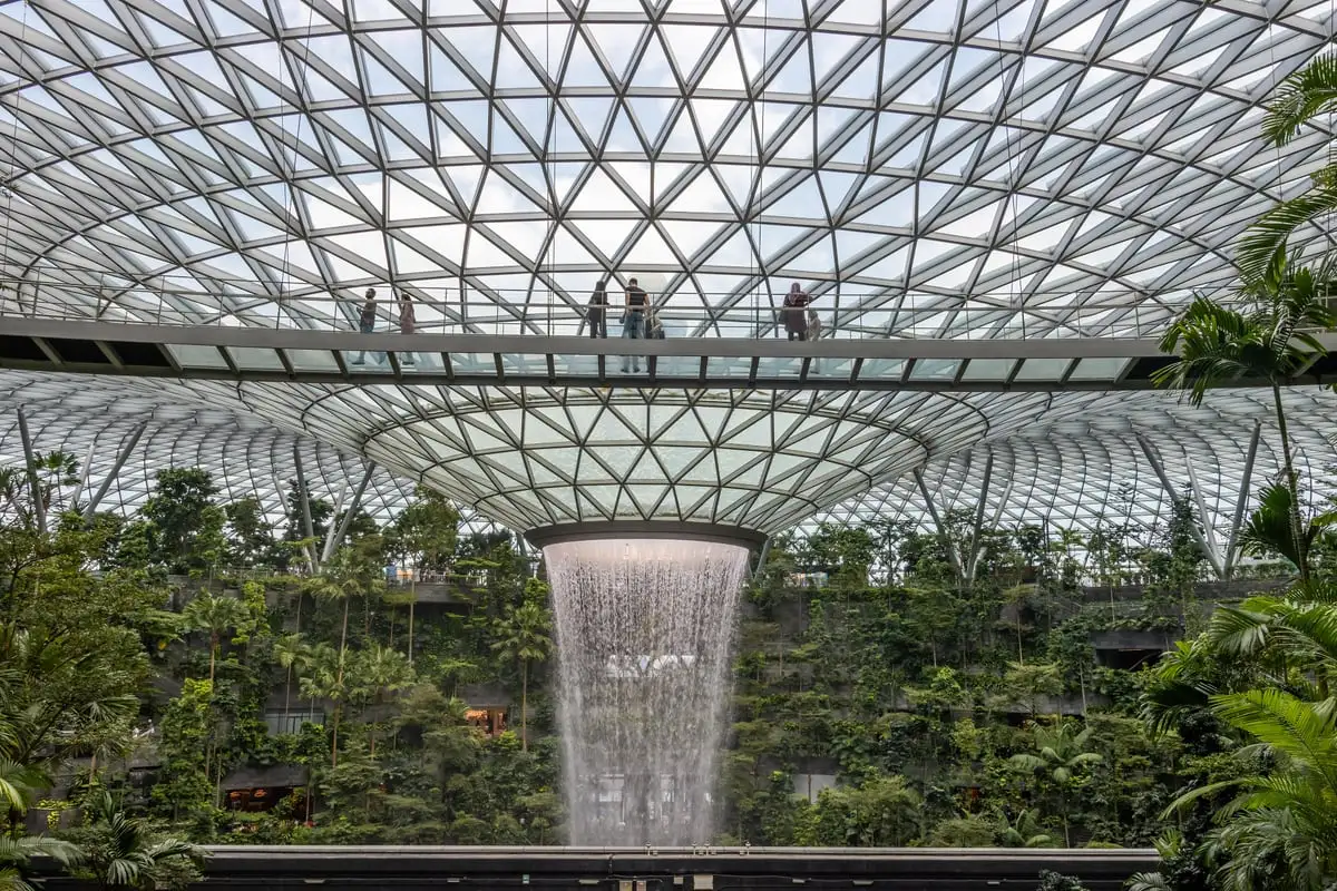 The Forest Valley indoor garden terraces at Jewel Changi Airport